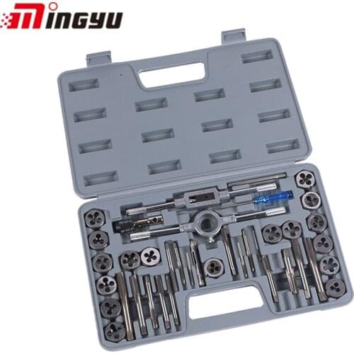 40 Pcs Metric Tap Die Set Hand Thread Plug Taps High Speed Steel Thread Gauge Wrench Tools With Plastic Case