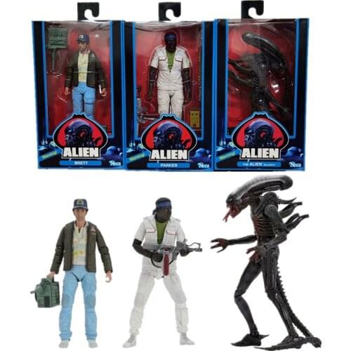 18cm 3pcs/set 40th Anniversary Aliens Figure NECA The Alien Bloody Alien Brett Parker Action Figures PVC Movable Collection Toys