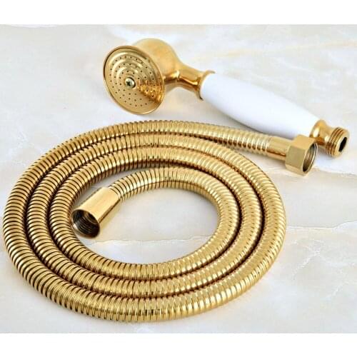 1.5m Gold Color Brass Flexible Bathroom Hand Held Shower Hose and Telephone Style Hand Held Shower Head mhh045