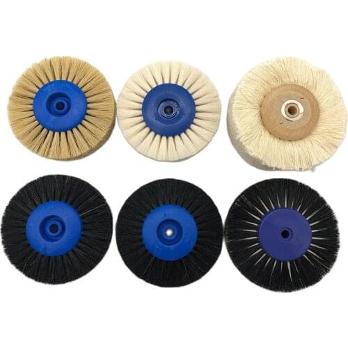 6pcs Dental Laboratory Lab Tools Materials Latch Polishing Brush Wheel Rotary Wool Goat Cotton Black Buff Dentistry Odontologia