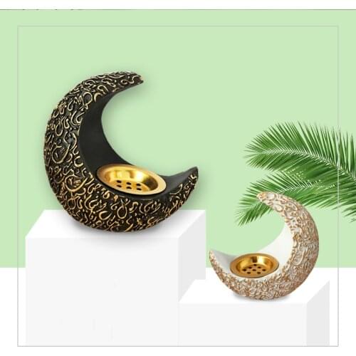 1PC Middle East Arab Resin Incense Burner Arabic Censers Decorative Delicate Moon Shaped Incense Cones Base Aroma Burner Gift