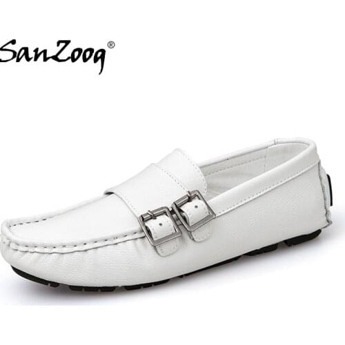 White Soft Leather Mens Loafers Slip on Men Shoes Casual Mocasines Hombre Slip-ons Comfortable Driving Shoes Loafer Lofer Light