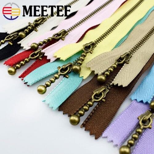 10pcs Meetee 15/20/30/40cm 3# Bronze Metal Zipper Close-end Zippers for Sewing Bag Clothes Pocket Zips DIY Accessories A4-15