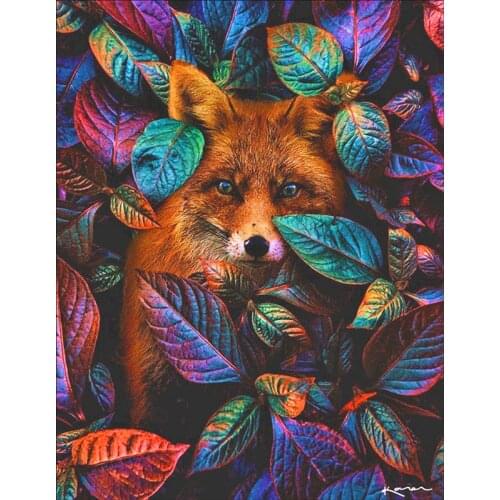 DIY Painting By Numbers Fox Animal Coloring By Numbers Leaf 40x50cm Wall Art Canvas Picture Hand Painted Modern Room Decoration