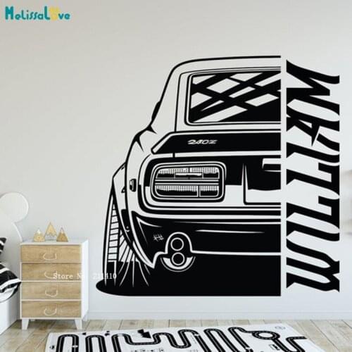 Boy Dreams Of a Car Wall Decals Home Decor Kids Room Monogram Custom Name Racing Sticker Vinyl Murals Gift YT5742