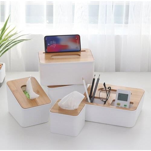 New Tissue Box Modern Wooden Cover Paper with Oak Home Car Napkins Case Home Organizer Decoration Tools Plastic