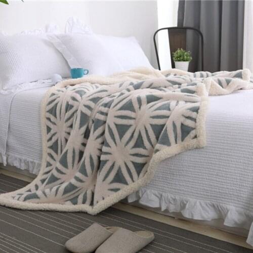 Super Warm Jacquard Blankets Double Layer Winter Lamb Wool Throw Blanket Dual-Purpose Multifunctional Bed Sheet