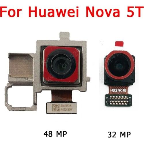 Original Front and Rear Back Camera For Huawei Nova 5T Nova5T Main Facing Camera Module Flex Cable Replacement Spare Parts