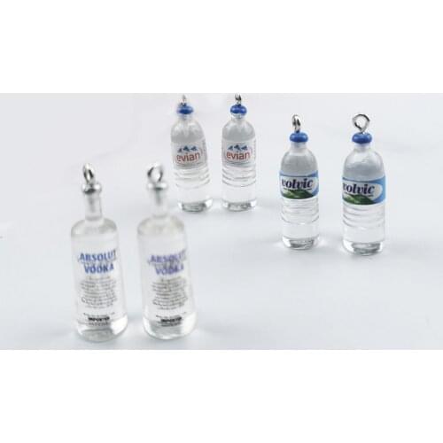 10pcs/lot 3D Water Bottle Charms Pendant Resin Earring Findings Phone Case Key Chain Necklace DIY Decoration Jewelry Makings