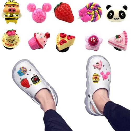 1pcs High Imitation PVC Shoes Charms Cute Stethoscope Bow Shoe Decoration Ice Cream Cake Resin Shoe Accessories Kids Gift