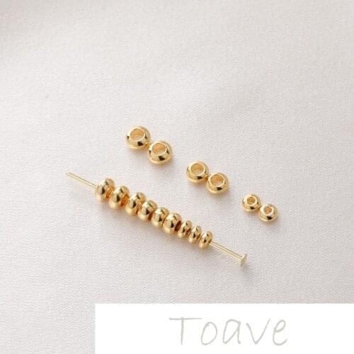 18K gold-plated flat round wheel beads diy beaded bracelet necklace pearl material accessories