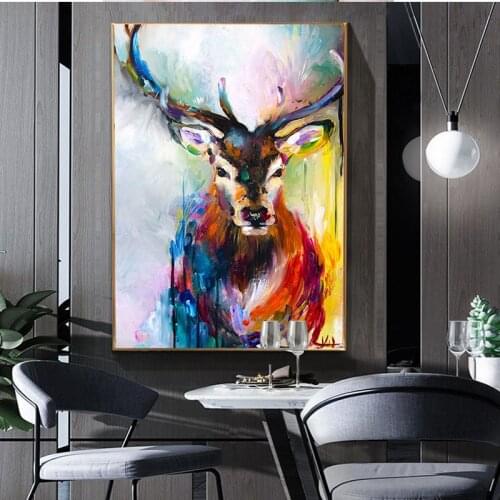 Watercolor Deer Modern Wall Art Animal Nordic Simple Decorative Painting Abstract wall pictures for living room Print Cartoon