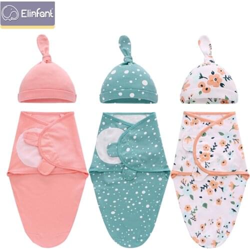 Elinfant 100% cotton infant newborn for 0-6 months baby blanket wrap sleeping bag