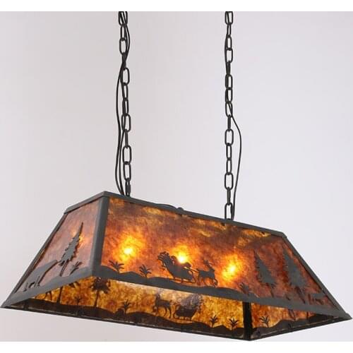 Mediterranean atmosphere wrought iron glass retro Christmas tree old deer pendant light bedroom restaurant bar lamp