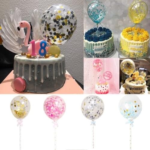 1Set 5inch Confetti Balloon Cake top hat shape Decoration with Paper Straw Bow baby Beautiful boy girl Birthday Party Supplies