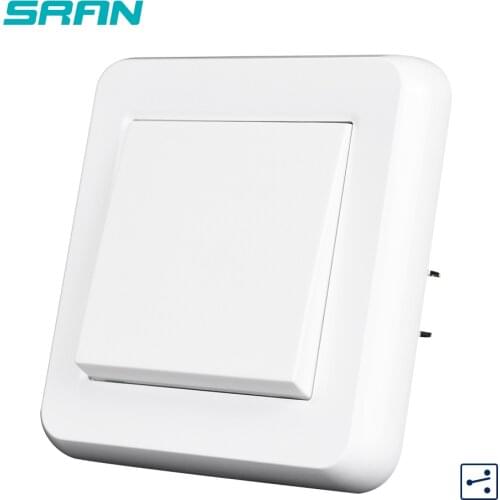 SRAN light switch 1gang 2way 16A 250V Break through stairs New flame retardant PC panel white 82mm * 82mm wall switch eu