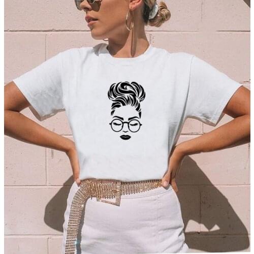 Sunglasses Girl Print Graphic Funny T Shirts Women Short Sleeve O-neck Tee Shirt Femme Casual Tshirt Women Loose Camiseta Mujer
