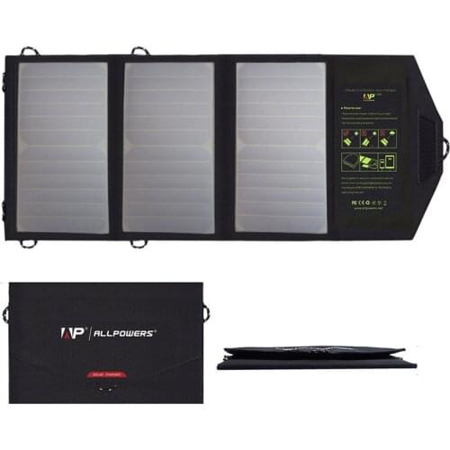 ALLPOWERS Foldable Solar Phone Charger 5V 21W Dual USB Waterproof Externe Solar panel Charger for Xiaomi iphone HUAWEI Camping
