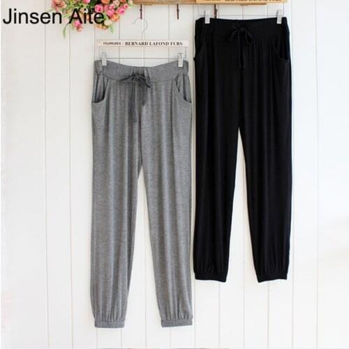 New Summer Women Modal Pants Plus Size Loose Cotton Comfortable Joggers Pants Solid Casual with Sashes Full Length Trousers 0972