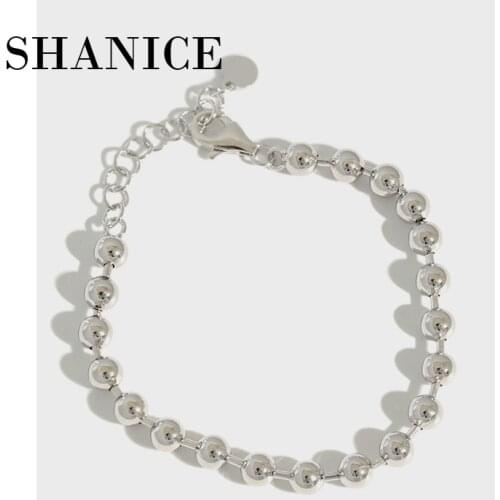 SHANICE 100% 925 Sterling Silver Geometric beads bracelet fashion charm Women lady jewelry cute nice pretty wedding birthday