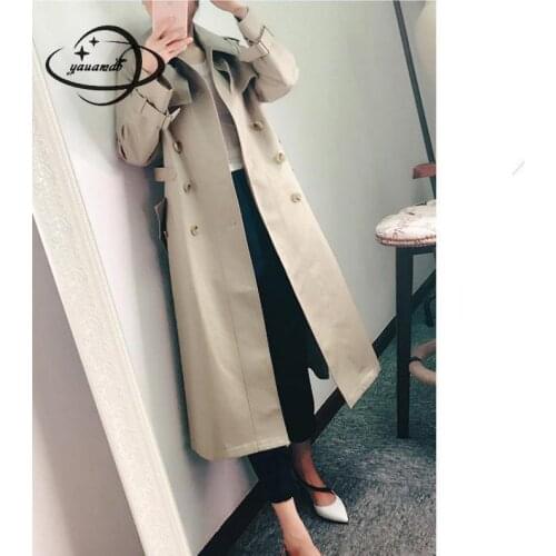 Yauamdb Women Trench Coat 2018 Spring Autumn Size S-2xl Cotton Female Overcoat Double Breasted Ladies Windbreaker Clothes Ly150