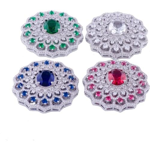 Micro Pave Colorful Cubic Zirconia Brass Jewelry Connectors Round Necklace Pendants For Women Handmade Pearls Necklace Making