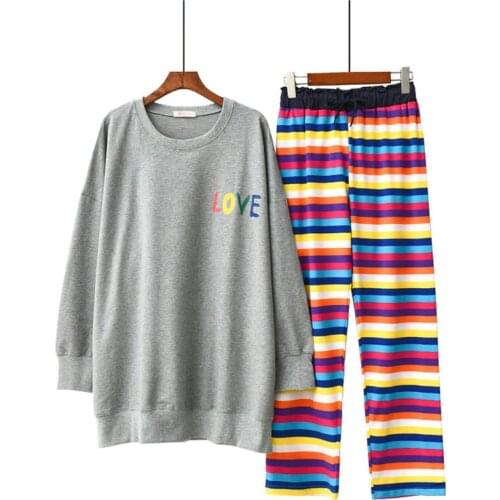 Insta-Famous Pajamas Women Cotton Long-Sleeved Korean Fresh Students Sweet Girlfriends Autumn And Winter Sleepwear Suits