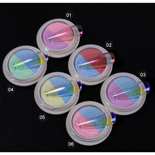 0.8g/Box Aurora Two-color Nail Mirror Glitter Powder UV Gel Polishing Chrome Flakes Pigment Nail Art Decorations