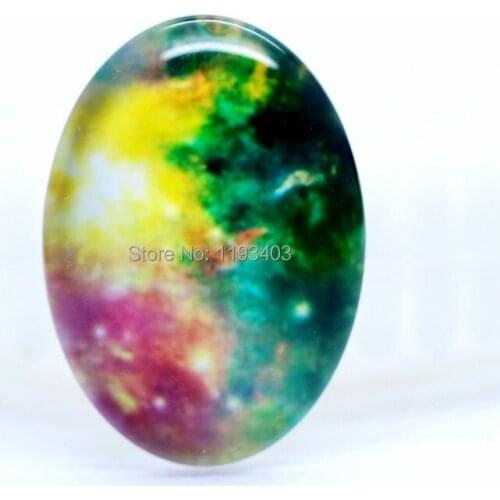 10pcs 18X25mm 30X40mm Oval Glass beads already glued on the image base setting-(Star bright)-(HPGC-8221)