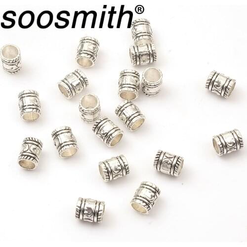 30pcs Macroporous Beads Cylindrical Zinc Alloy Metal Beads For Jewelry Making DIY Bracelet Necklace Accessorie Wholesale 7x8mm