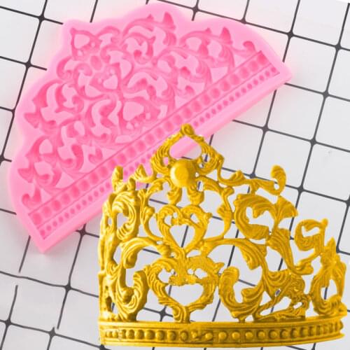 3D Craft Crown Silicone Molds Cake Border Lace Fondant Mold Baby Birthday Cake Decorating Tools Chocolate Candy Clay Moulds