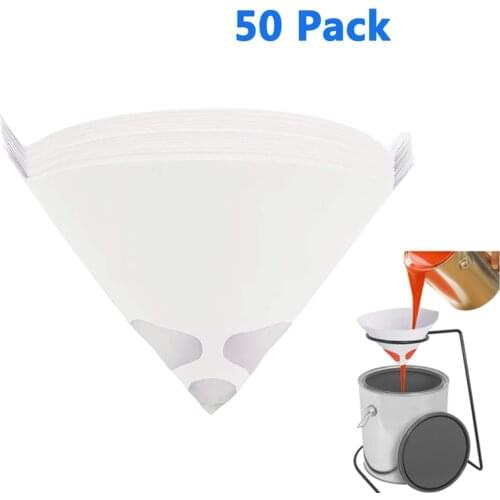 50pcs Paper Paint Strainer Mesh Conical Nylon Micron Filter Disposable Purifying Paper Auto furniture Spray Painting Tools