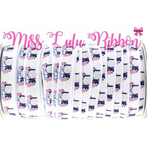 50y 5/8"16mm Love Volleyball Patterns Printed Fold Over Elastic Ribbon DIY Christmas Packing Handmade Hair Ties MD150917-25-2197