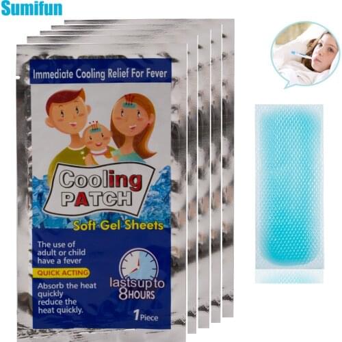 7/15Bags Sumifun Cooling Patch Baby Fever Down Medical Plaster Lower Temperature Ice Gel Polymer Hydrogel Migraine Headache Pad