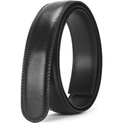 No Buckle Designer Mens Belts Body 3.5cm Wide Cowskin Genuine Leather High Quality Men Automatic Belt Body Black Belts