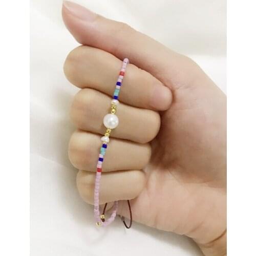 Multi Color Pearl Purple Bracelet For Women Handmade Delica Glass Stone Simple Jewelry Pulseras Enthnic Miyuki Beads Bracelet