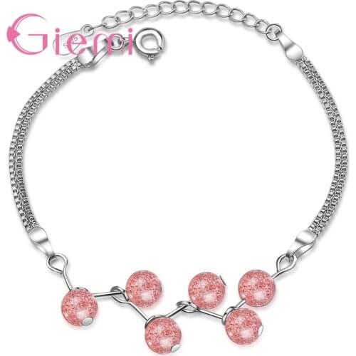 Boutique Lady Strawberry Crystal Bijoux 925 Sterling Silver Boho Charm Jewelry Bracelets For Woman High Quality Pulseras