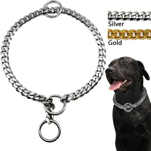 3mm Diameter Dog Choke Chain Choker Collar Strong Silver Gold Chrome Steel Metal Training 45cm Length
