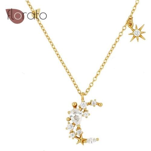 925 Sterling Silver Demon Eye/Crystal Moon Exquisite Pendant Necklace Long Chain Ladies Zircon High End Jewelry Birthday Gift