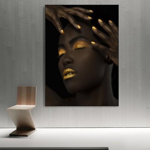 Black Fashion Model Girl Canvas Paintings On The Wall Posters And Prints Pop Art Decorative Canvas Prints For Living Room Wall