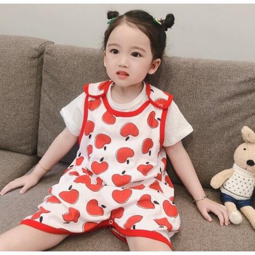 Baby sleeveless cotton sleeping bag baby vest pajamas boys and Girls Summer thin childrens Nightgown kick proof air conditionin