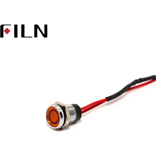 FILN 8mm FL1M-8FW-3 red yellow blue green white 6v 12v 110v 24v 220v led metal pilot lamp with 20cm cable