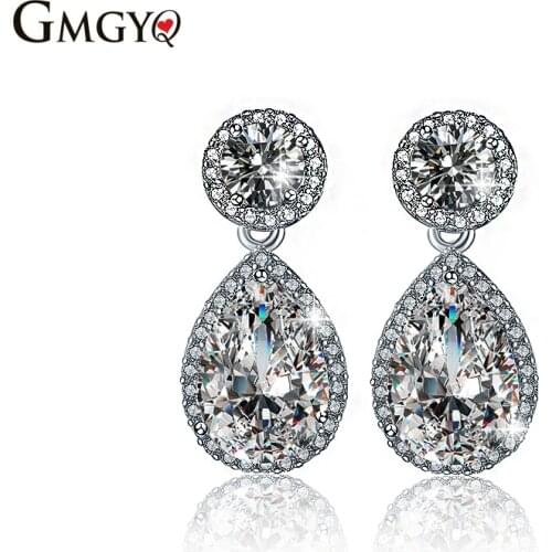 GMGYQ Zirconia Klassieke Big Drop Crystal Bridal Lange Oorbellen Luxe Bruiloft Jewerly Voor Vrouwen Groothandel Dangle Earrings