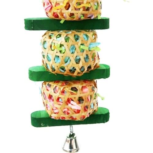 Parrot Shredder Paper Toys Hanging Wood Rattan Foraging Chewing Bird Bite Toy B2QB