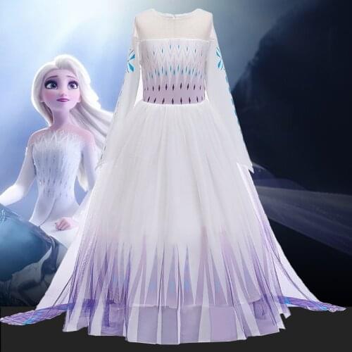 Snow Queen 2 White Girls Anna Elsa Dress Halloween Costume Child Christmas Children Gowns Infant cosplay Kids Holiday Dress