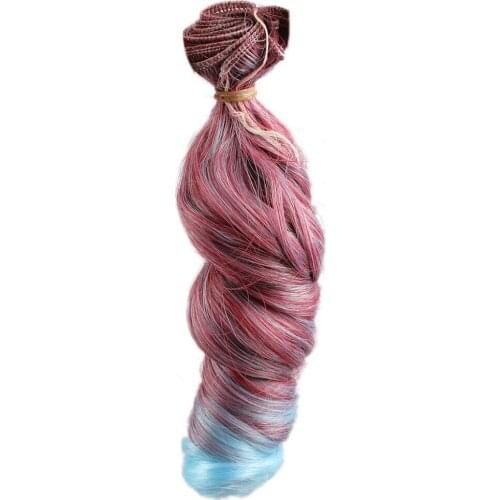 [wamami] Red-Blue Hair Extension Piece/Diy Wavy Hair Curly Wig For BJD Dollfie