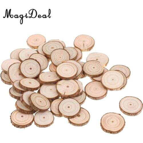 50pcs Rustic Round Wooden Pieces Cutout DIY Craft for Rustic Wedding Decor