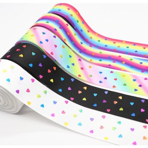 5 Yards 1.5" 38MM Heart-Shaped Grosgrain Ribbon Peach Printed RibbonFor Hair Bows DIY Crafts Accessories M19042702