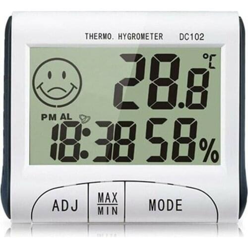 Mini Digital LCD Thermometer Indoor Room Temperature Humidity Meter Thermometer Hygrometer Gauge Clock DC102