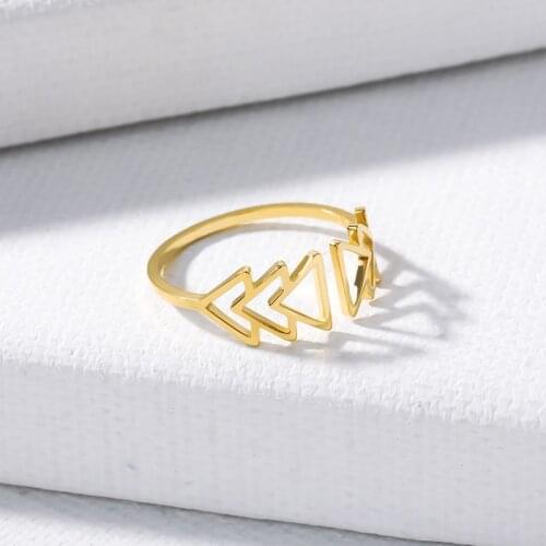 2019 Minimalist Gold Ring Christmas Tree Ring Golden Stainless Steel Ring Adjustable Mens Ring Christmas Gift Birthday Gift